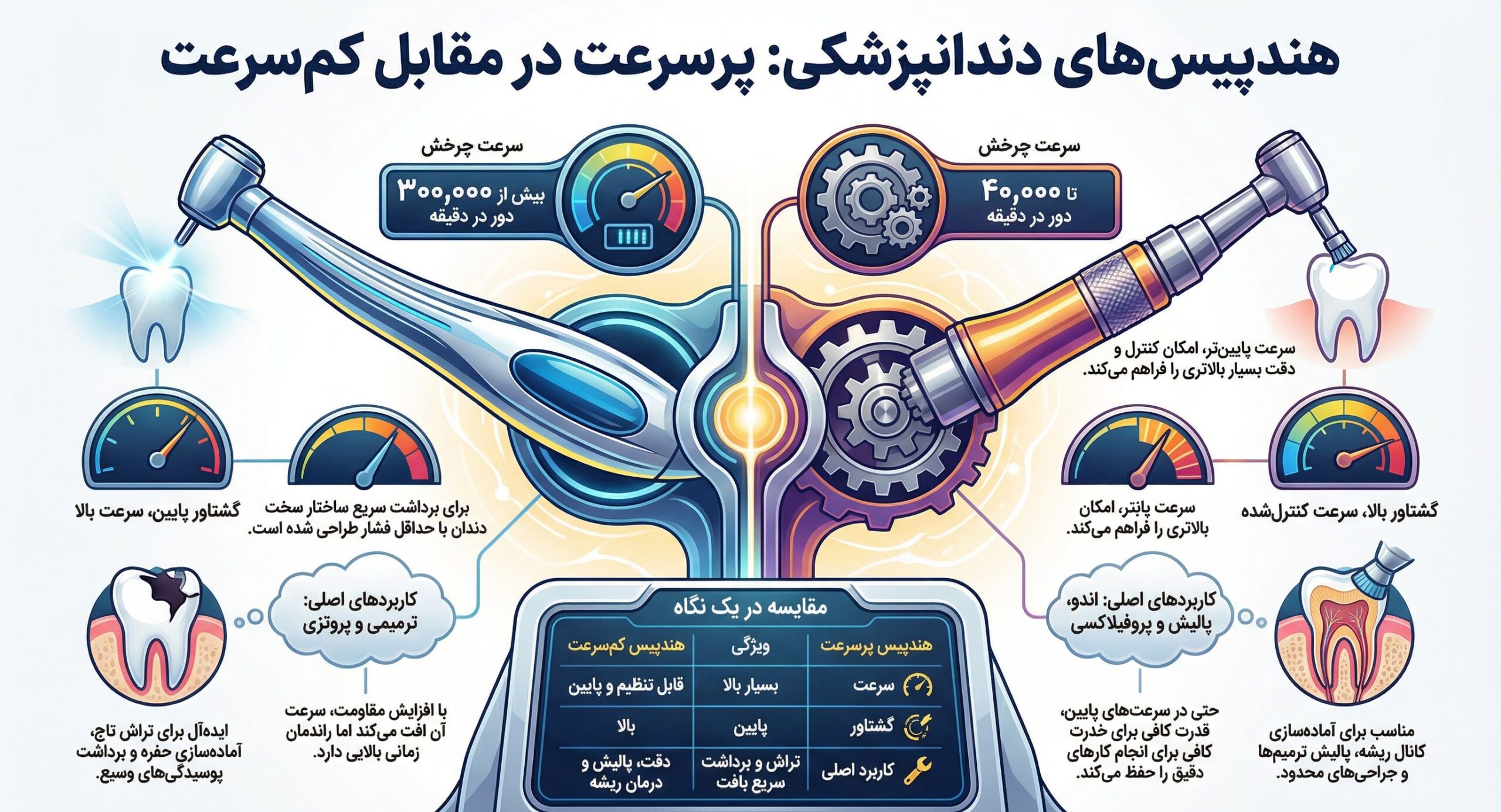 بررسی تخصصی هندپیس های پرسرعت و کم سرعت دندانپزشکی